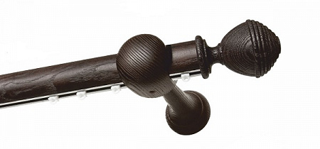 Карниз Стюард однорядный, штанга-профиль D45, наконечник Харди, цвет темный каштан