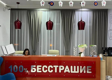 Шторы из велюра с жестким ламбрекеном бандо в стоматологию на заказ